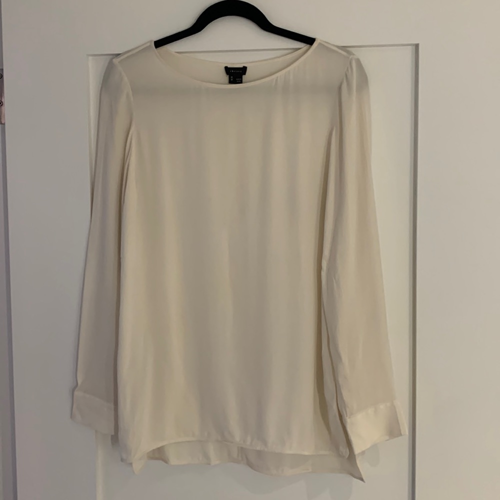 Theory Silk Women’s Blouse Crème Color Size Medium